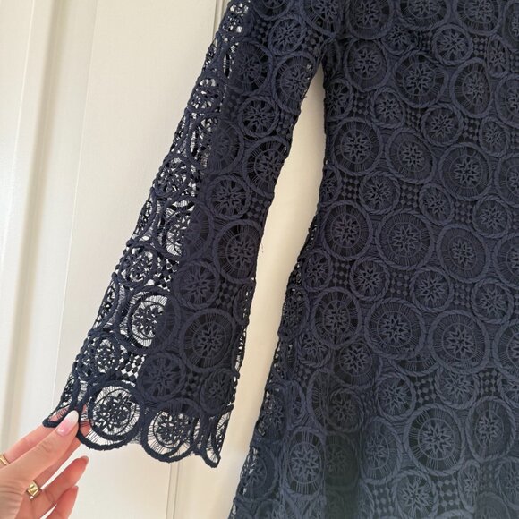 NWT Jonathan Simkhai Joy Navy Mini Dress Sz 2 Midnight Guipure Lace Scallop Hem - Picture 6 of 7